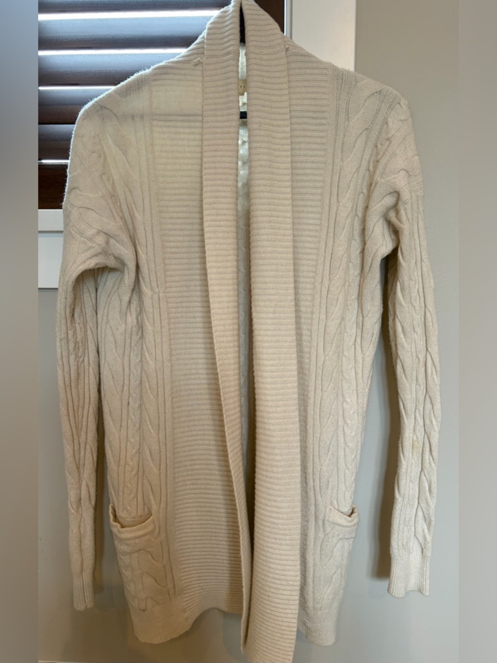 LoveStitch Cream Cable Knit Open Front Cardigan/Coatigan
